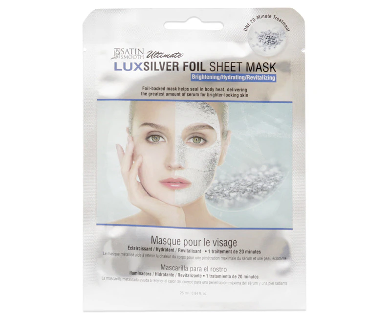 Ultimate LuxSilver Foil Sheet Mask by Satin Smooth for Women - 1 Pc Mask