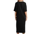 All About Eve Women's Linen Blend Short Sleeve Dress - Black