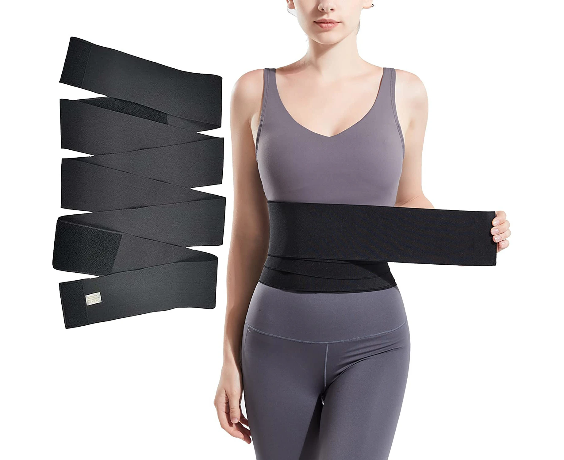 Slimming Tummy Wrap Belt for Women, Invisible Wrap Waist Trainer Tape, Wrapped Lumbar Support Belt, Black