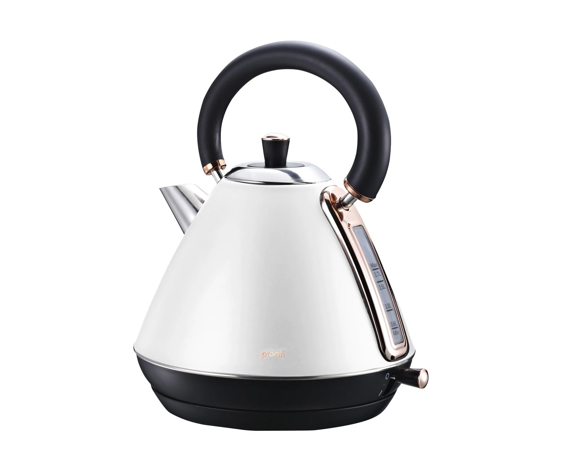 Pronti 1.7L Rose Trim Collection Kettle - White