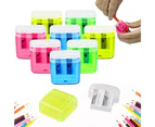 Double hole plastic pencil sharpener with lid