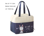 Lunch Bag Thicker Insulated Oxford Cloth Waterproof Cartoon Bento Bag for Daily Use Dark Blue