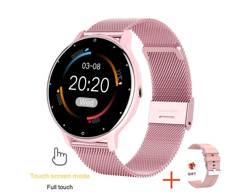 New For HUAWEI Smart Watch Men Waterproof Sport Fitness Tracker Multifunction Bluetooth Call Smartwatch Man For Android IOS - Pink mesh belt