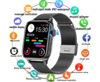 New G16 Bluetooth Call Smart Watch Men Fitness Tracker Rotary Button Passcode Lock Screen Waterproof Smartwatch women+Box - Steel strip black