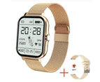 New Men Smart watch Men 1.69&quot; Color Screen Full touch Fitness Tracker Bluetooth Call Smart Clock Ladies Smart Watch Women - Golden mesh belt