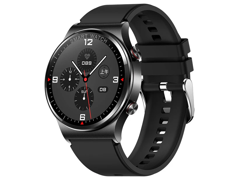 New Men Bluetooth Call Smartwatch Women Man ECG+PPG color Touch Screen Sports Waterproof Music Smart Watch For Android IOS - Black silicone belt