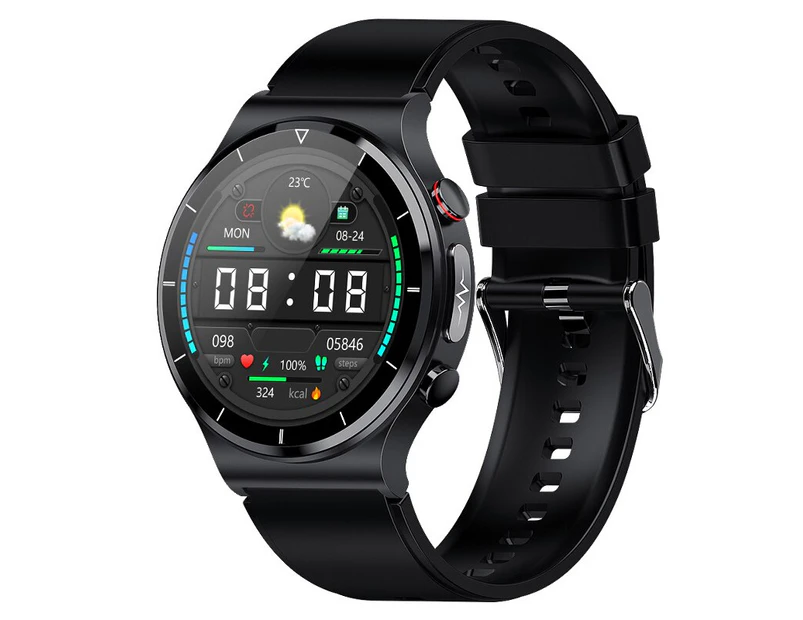 New Men Smart Watch ECG+PPG 1.32 Inch 360*360 HD Pixel Touch Screen Sports Waterproof Smartwatch For Xiaomi Huawei Samsung - Black silicone belt