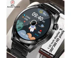 New NFC Bluetooth Call Smart Watch Men 1.32&quot; 360*360HD Pixel Display Screen Sport Fitness Tracker Waterproof Men Smartwatch - Black silicone