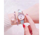 New Girl Quartz Watch Student Children Wristwatch Cat Ears Face Gifts for Kids Girl ulzzang Style With Box Clock Beaded bracelet - White set