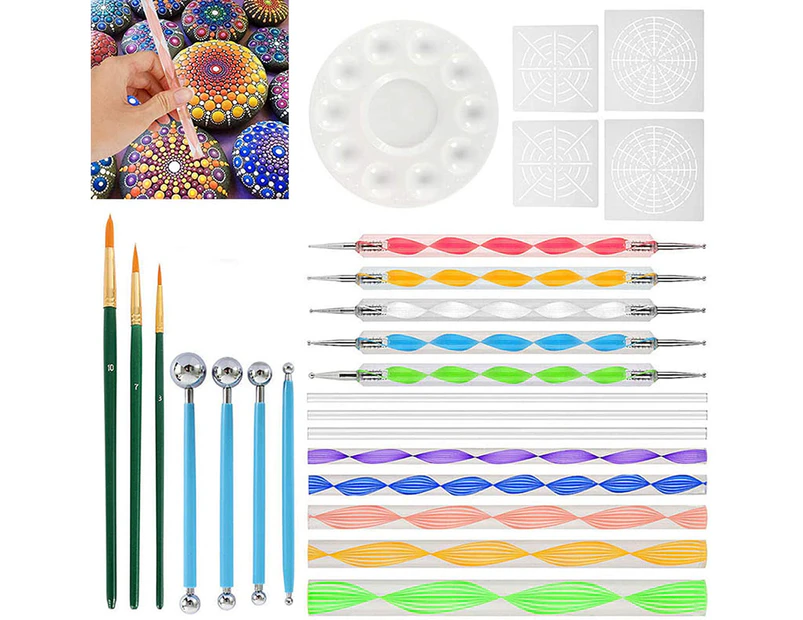Dotting Tools Kits, 25 TLG Mandala Dotting Tools Set, Dotting Pens Brushes Stencil Ball Stylus Paint