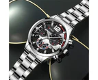 Fashion Mens Sports Watches Luxury Stainless Steel Quartz Wristwatch Calendar Luminous Clock Men Business Casual Leather Watch - Steel Gold Black