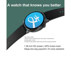 ECG+PPG Bluetooth Call Smartwatch Men Women 1.36 Inch 390*390 HD Pixel Full circle touch screen  Smart Watch Man GPS Track +Box - Black steel belt