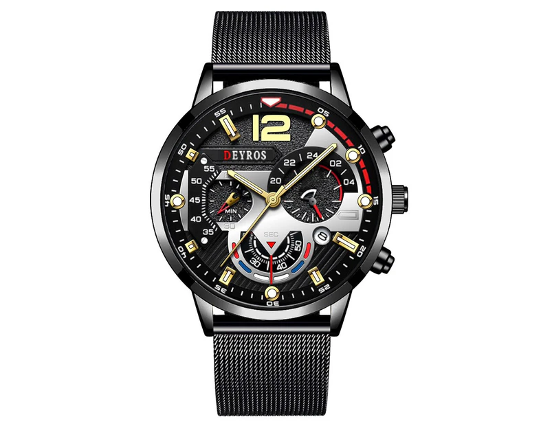 Fashion Mens Business Watches Luxury Gold Stainless Steel Mesh Belt Quartz Wrist Watch Luminous Clock Men Casual Leather Watch - Mesh Silver Gold