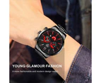 Fashion Mens Sports Watches Men Clock Luxury Stainless Steel Quartz Wrist Watch Man Business Casual Leather Watch reloj hombre - Steel Black Red
