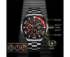 Fashion Mens Business Watches Luxury Men Stainless Steel Quartz Wrist Watch Calendar Luminous Clock Man Casual Leather Watch - Steel Black Black