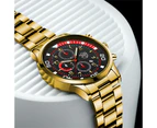 Fashion Mens Business Watches Luxury Men Stainless Steel Quartz Wrist Watch Calendar Luminous Clock Man Casual Leather Watch - Steel Black Gold