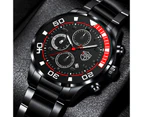 Fashion Mens Business Watches Luxury Men Stainless Steel Quartz Wrist Watch Calendar Luminous Clock Man Casual Leather Watch - Steel Black White