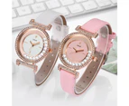 Exquisite Minimalist Women Watches  New Simple Diamond Dial Design Ladies Leather Wrist Watch Casual Gifts Clock for Woman - Pink
