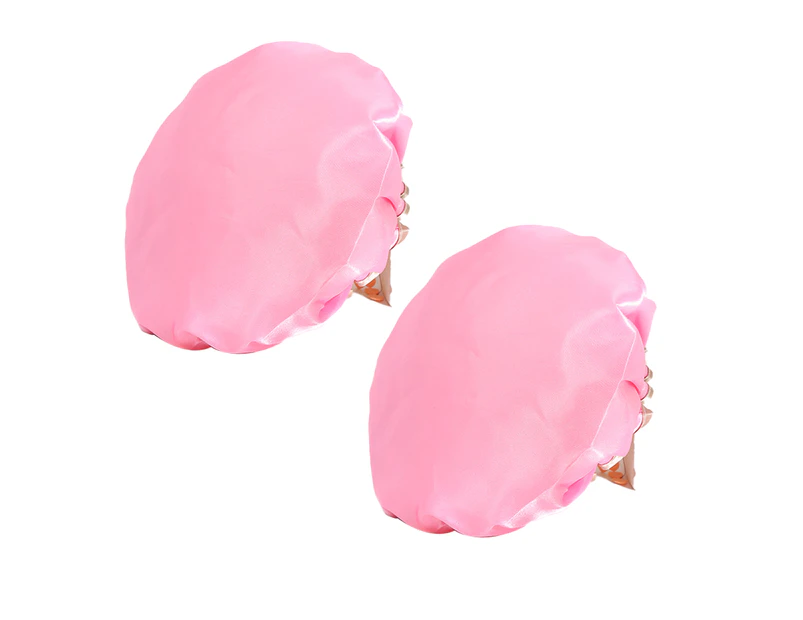2 Pack Reusable Shower Cap, Large Caps for women, Double Layer Waterproof Hair Caps for Long Thick Hair Bath Caps for Hair Care