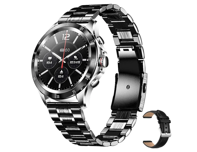 For Xiaomi Huawei Android Phone relogio masculino Sports Fitness Tracker Bluetooth Call smart watch men  Smart Watch Men+Box - Steel strip black