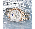 LIGE New Men’s Watches Top Brand Luxury Chronograph Quartz Men Watch Waterproof Sport Wrist Watch Men Stainless Steel Male Clock - Gold blue