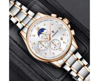 LIGE New Men’s Watches Top Brand Luxury Chronograph Quartz Men Watch Waterproof Sport Wrist Watch Men Stainless Steel Male Clock - Gold white