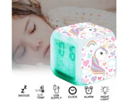 Unicorn Alarm Clock,LED Digital Bedroom Kids Alarm Clock with Night Light Children Wake Up Bedside Clock