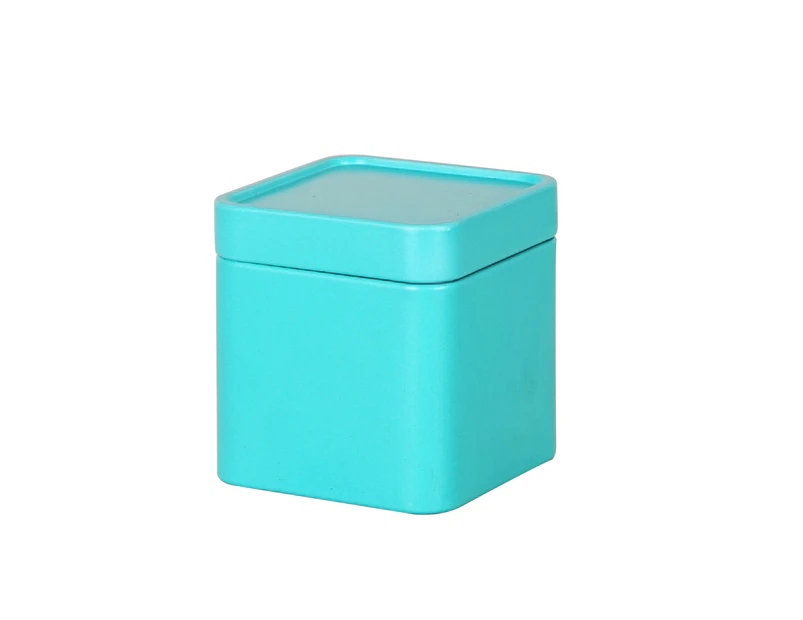 Storage Bin with Lid Dustproof Iron Mini Sturdy Loose Tea Bucket Household Supplies Lake Blue
