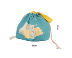 Drawstring Canvas Food Cooler Bag Leakproof Picnic Hiking Thermal Insulated Bag for Work Green