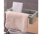 Kitchen Sink Faucet Draining Sponge Soap Brush Towel Holder Storage Rack Basket Blue