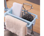 Kitchen Sink Faucet Draining Sponge Soap Brush Towel Holder Storage Rack Basket Blue