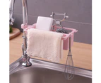 Kitchen Sink Faucet Draining Sponge Soap Brush Towel Holder Storage Rack Basket Pink
