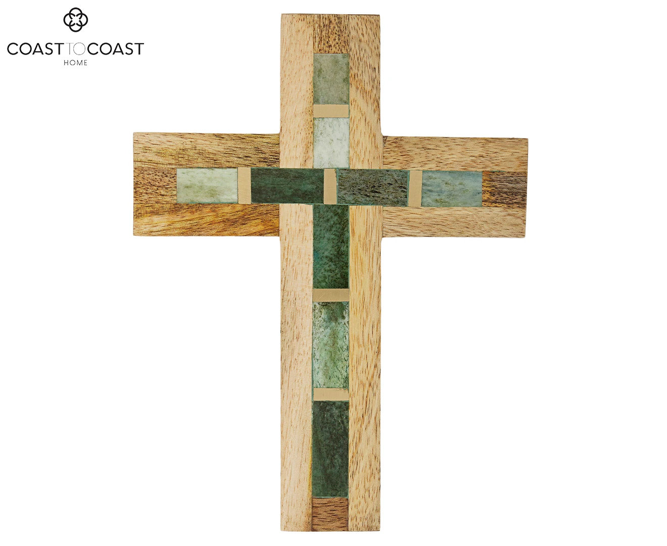 Coast to Coast Home 20x15cm Wagner Woodbone Cross - Green