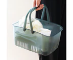 Hollow Shower Caddy Basket with Handles PP Several Drainage Holes Shower Caddy Bin Office Supplies Transparent Blue