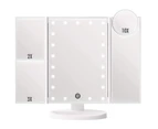 Trifold Led Lighted Makeup Mirror, 2X/3X/ Magnification Vanity Mirror with LED Lights, 360° Rotation Touch