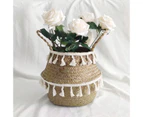 Handmade Tassel Faux Seagrass Sundries Storage Basket Household Pot Container