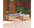 vidaXL 11 Piece Garden Lounge Set with Grey Cushions Solid Pinewood