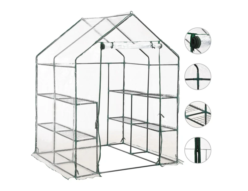 Greenhouse with 8 Shelves 143x143x195 cm