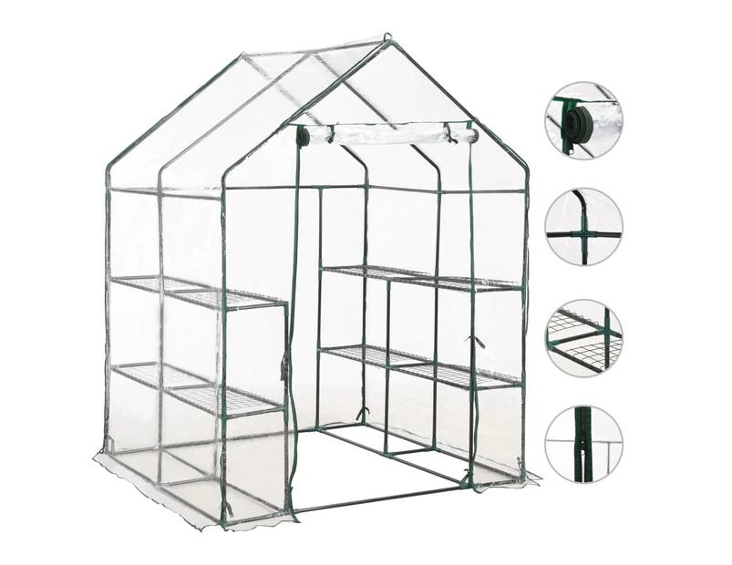 vidaXL Greenhouse with 8 Shelves 143x143x195 cm