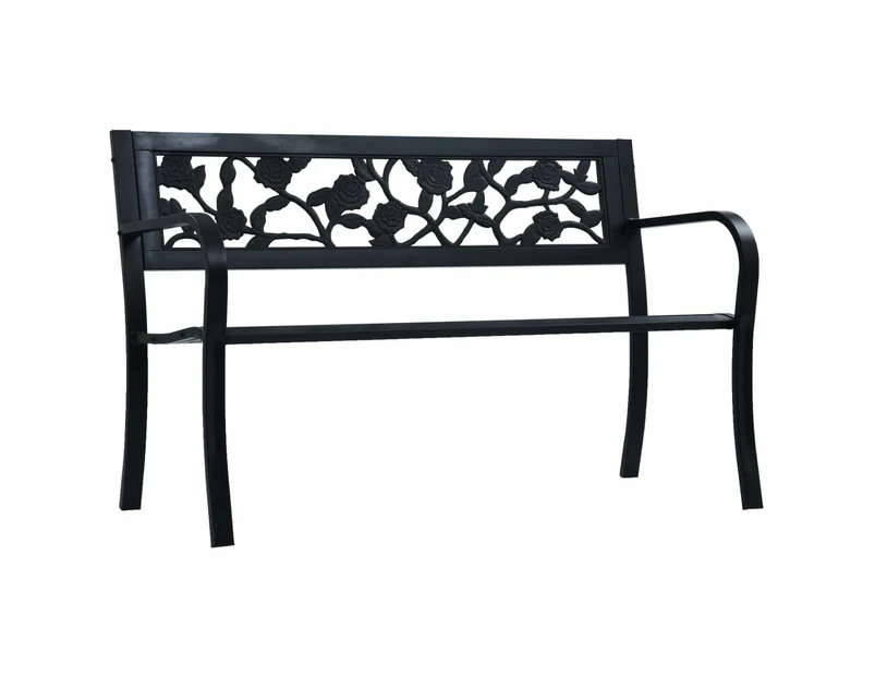 vidaXL Garden Bench 125 cm Black Steel