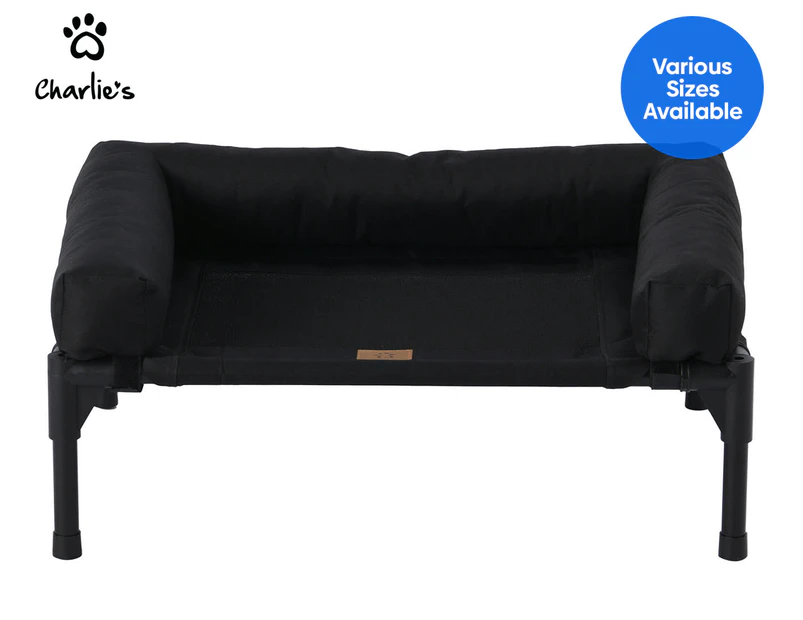 Charlie’s Trampoline Bolster Sofa Pet Bed - Black