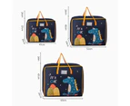 Quilt Bag with Handle Cartoon Printing High Capacity Strong Load-bearing Large Flip-up Opening Quilt Organizer Bag Household Products-Navy Blue L