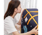 Quilt Bag with Handle Cartoon Printing High Capacity Strong Load-bearing Large Flip-up Opening Quilt Organizer Bag Household Products-Navy Blue L