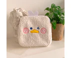 Sanitary Pad Bag Mini Cartoon Design Zipper Closure Easy to Carry Plush Small Ladies Travel Cosmetic Bag for Home-White