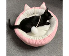 Pet Bed Non-slip Bottom Comfortable Fabric Pet Sleeping Cushion for Cat-Pink White L
