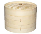 Bamboo Steamer Basket - 2 Tier Food Steamer with Lid - Natural Bamboo Handmade Steamer,21cm