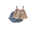 Children Girls Fashion Floral Cute Set Sleeveless Top + Shorts Outfit 2 pieces/Set