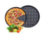 Pizza Pan With Holes, 2 Pack 32cm Carbon Steel Perforated Non-Stick Tray Tool