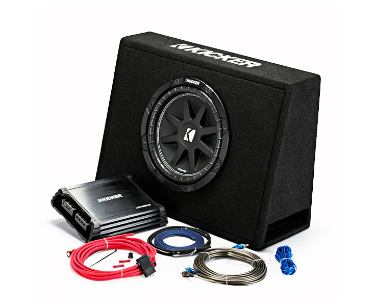 Kicker 44KKP210 Amp and 10" Slimline Sub Box Combo