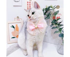 Cat Collar Cartoon Tiger Design Elastic Band Cute Kitten Dog Bow Tie Collar Bib Pet Supplies-Pink S